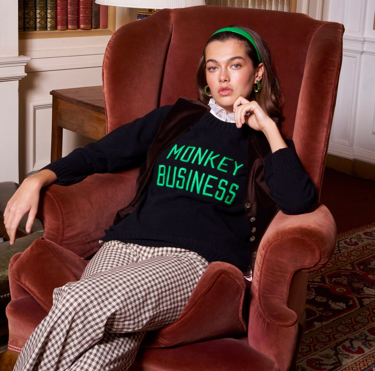 Made-in-England "Monkey Business" Embroidered Jumper
