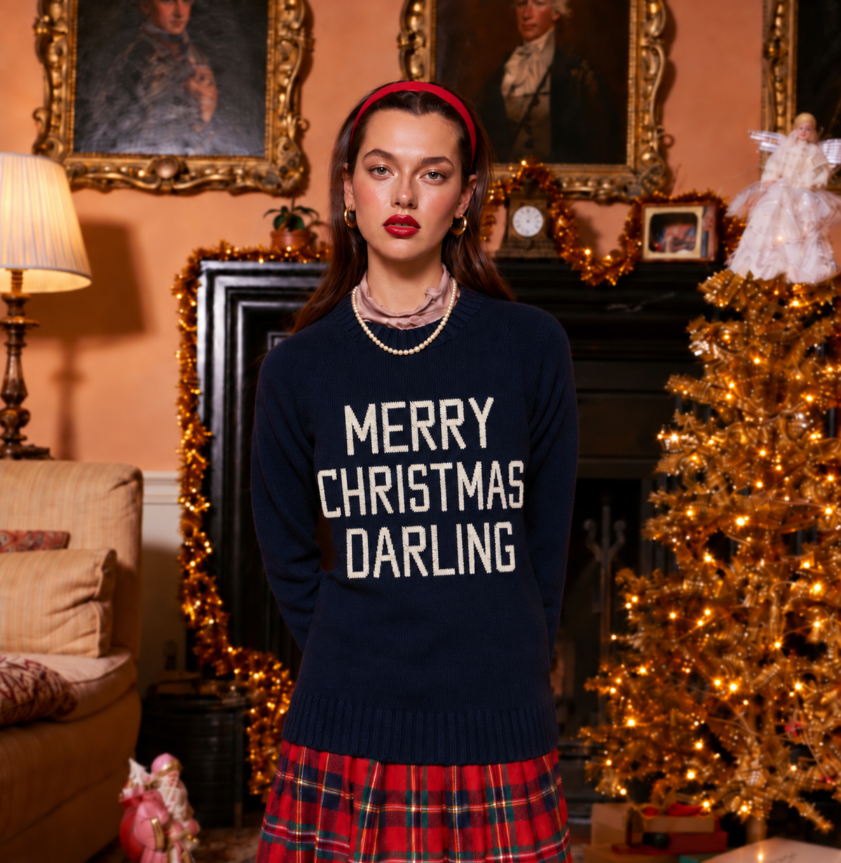 Made-in-England "Merry Christmas Darling" Embroidered Jumper