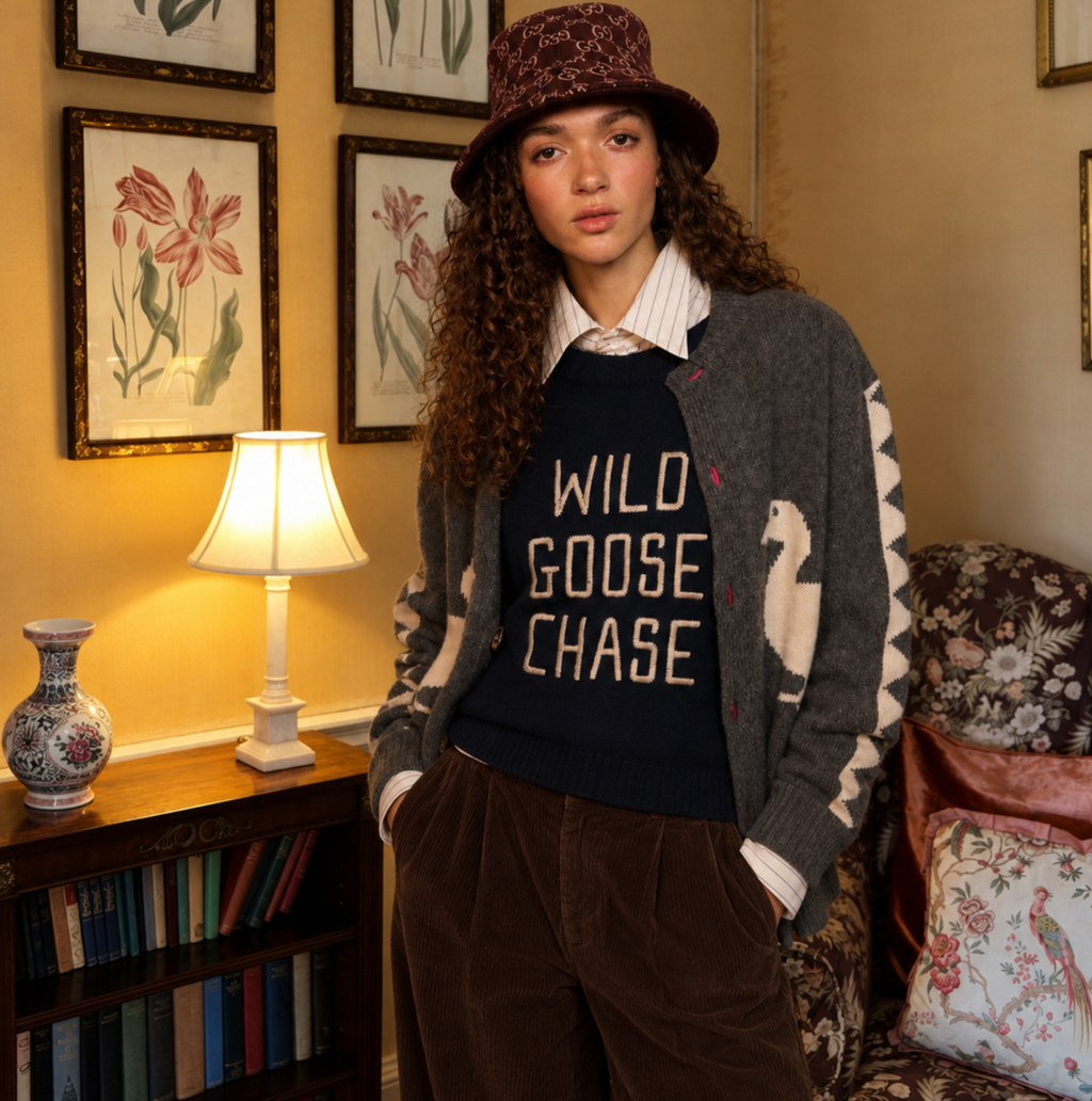 Made-in-England "Wild Goose Chase" Embroidered Jumper