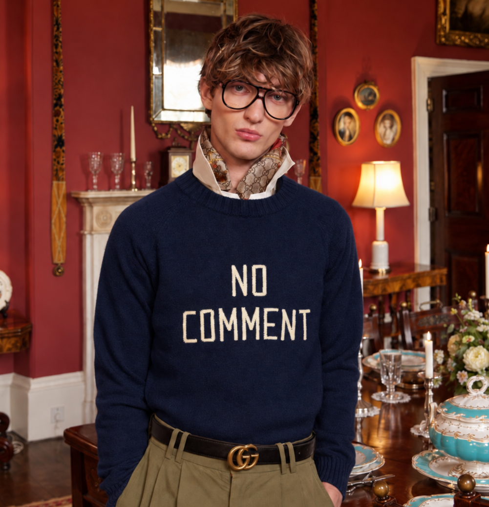 Made-in-England "No Comment" Embroidered Jumper