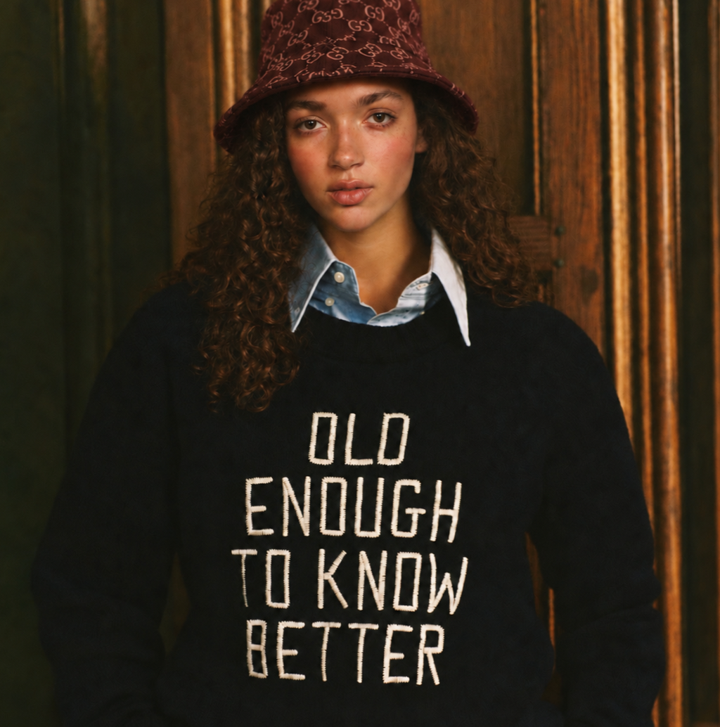 Made-in-England "Old Enough To Know Better" Embroidered Jumper