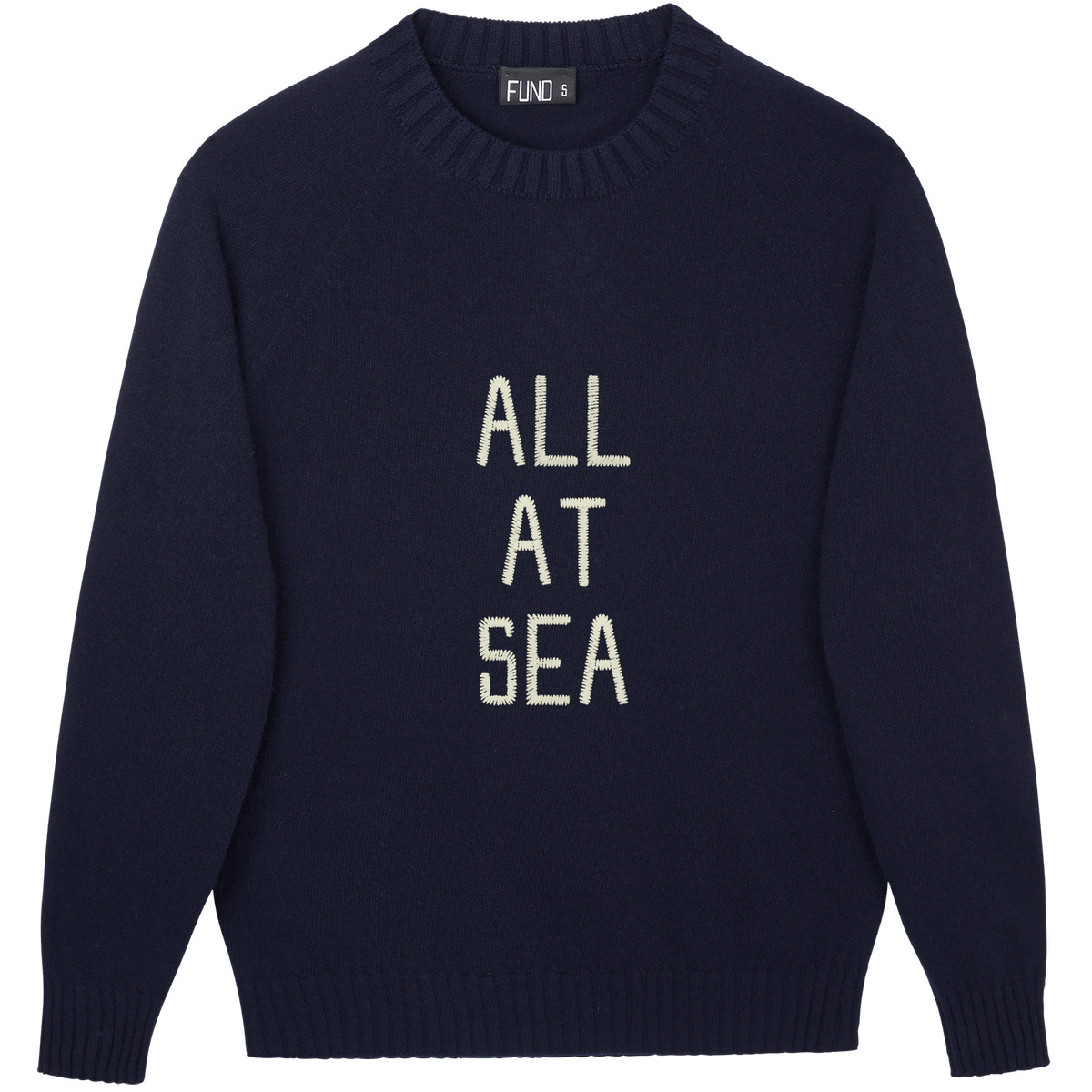 Made-in-England "All at Sea" Embroidered Jumper in Navy