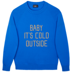 Made-in-England "Baby It's Cold Outside" Embroidered Jumper Bright Blue/Gold Archive Edit in Bright Blue