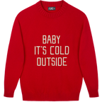 Made-in-England "Baby It's Cold Outside" Embroidered Jumper Red/Ivory Archive Edit in Red