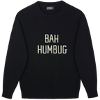 Made-in-England "Bah Humbug" Embroidered Jumper Black/Ivory Archive Edit in Black