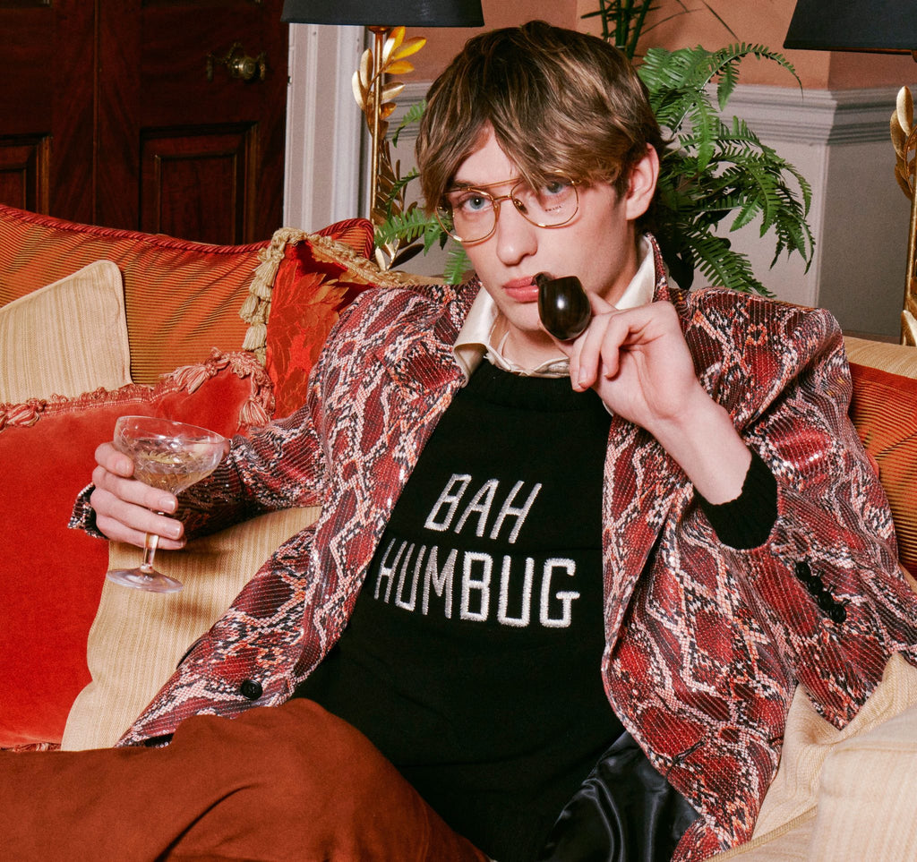 Made-in-England "Bah Humbug" Embroidered Christmas Jumper