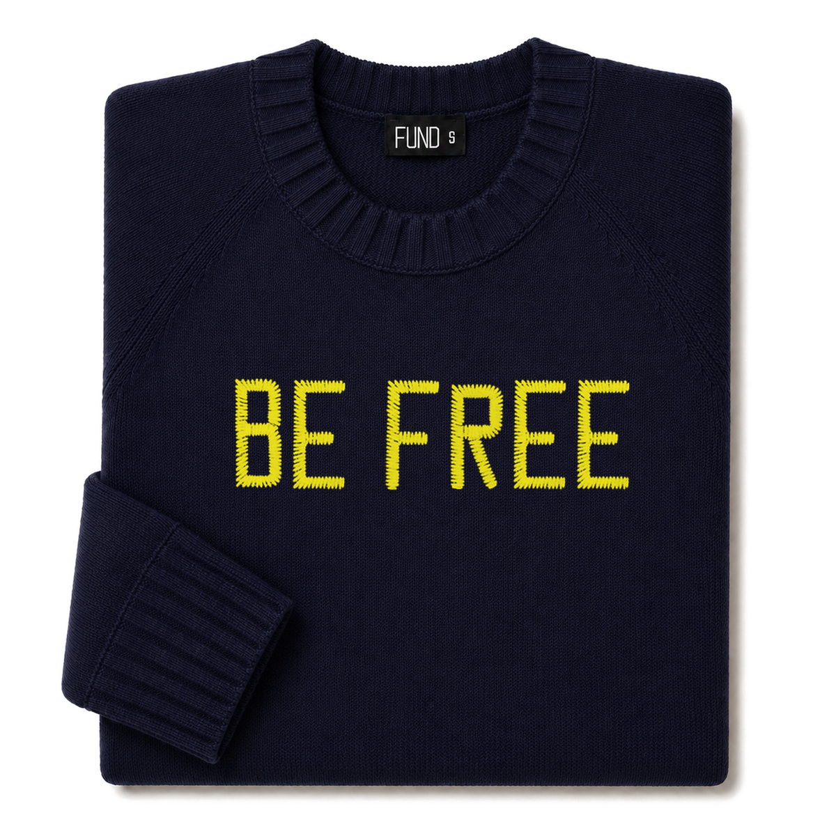be-free-embroidered-jumper-navy-yellow-archive-edit folded