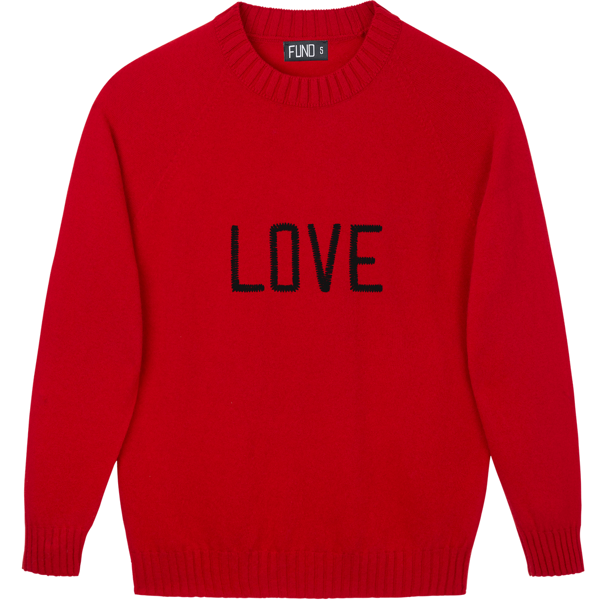 Made-in-England "Love" Embroidered Jumper in Red