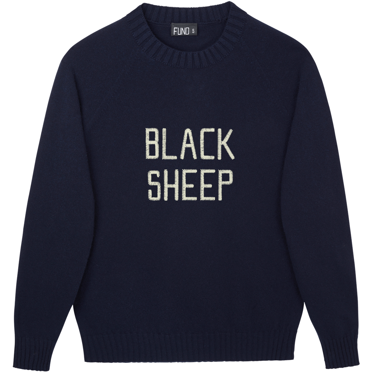 Made-in-England "Black Sheep" Embroidered Jumper in Navy