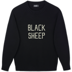 Made-in-England "Black Sheep" Embroidered Jumper Black/Ivory Archive Edit in Black