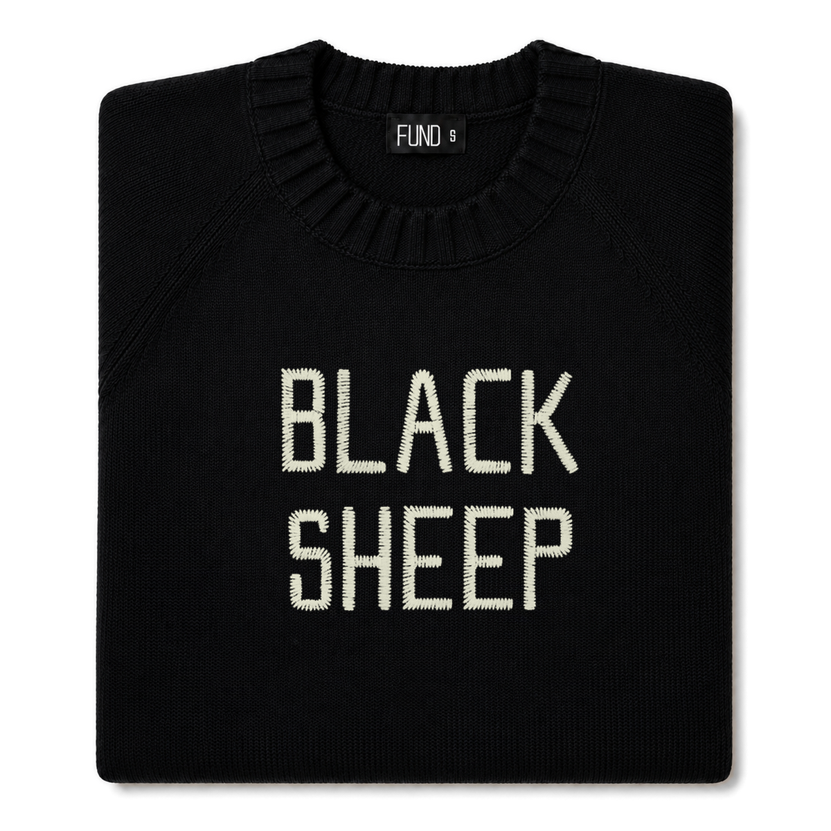 Made-in-England "Black Sheep" Embroidered Jumper Black/Ivory Archive Edit
