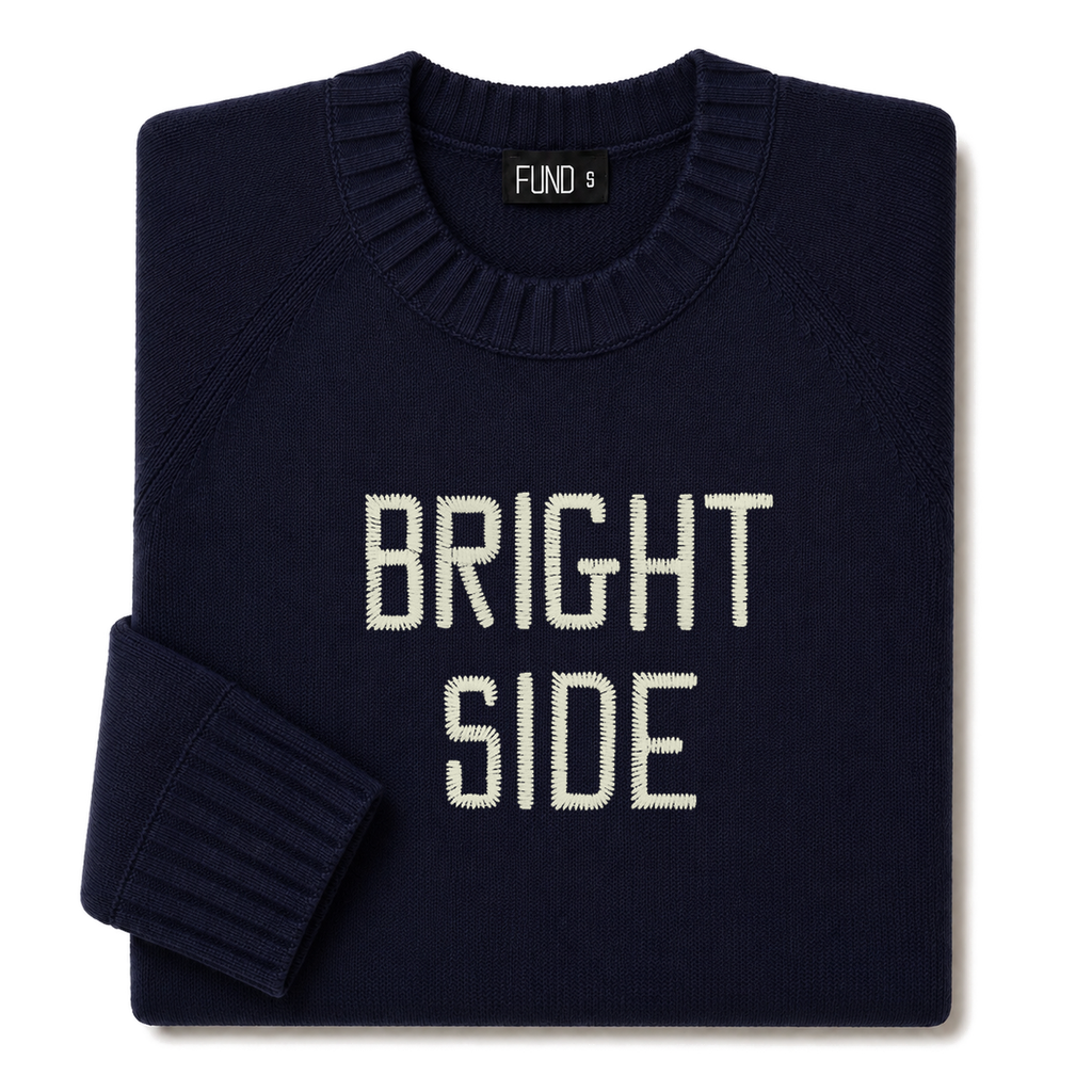 Made-in-England "Bright Side" Embroidered Jumper Navy/Ivory in Navy