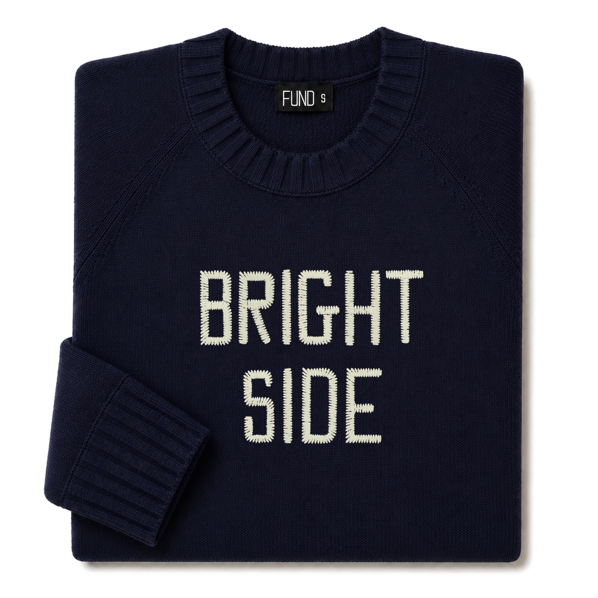 Made-in-England "Bright Side" Embroidered Jumper Navy/Ivory in Navy