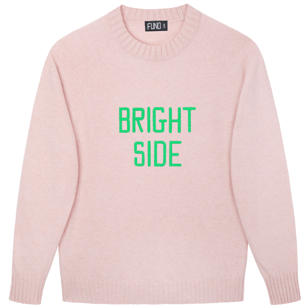 Made-in-England "Bright Side" Embroidered Jumper Pale Pink/Green Archive Edit in Pale Pink