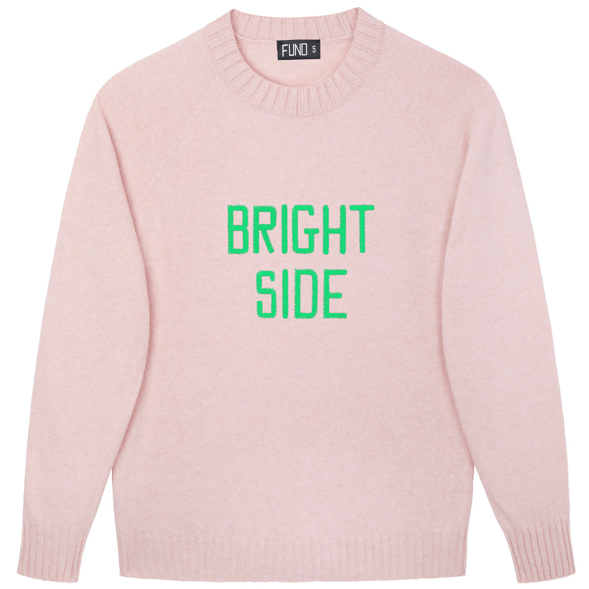 Made-in-England "Bright Side" Embroidered Jumper Pale Pink/Green Archive Edit in Pale Pink