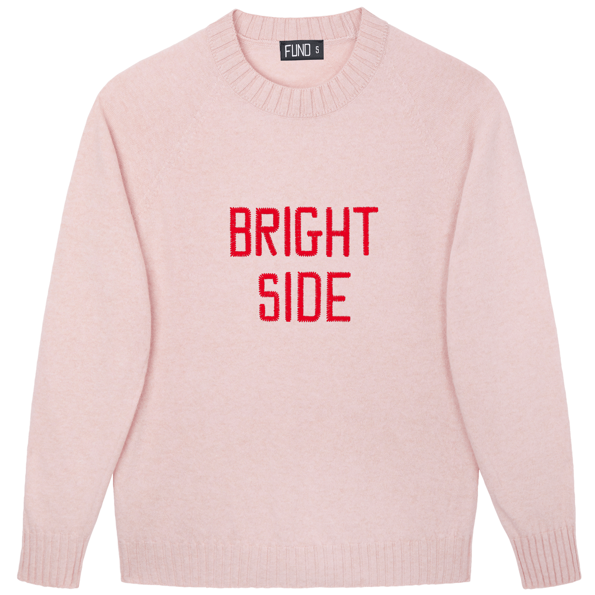 Made-in-England "Bright Side" Embroidered Jumper Pale Pink/Red Archive Edit in Pale Pink