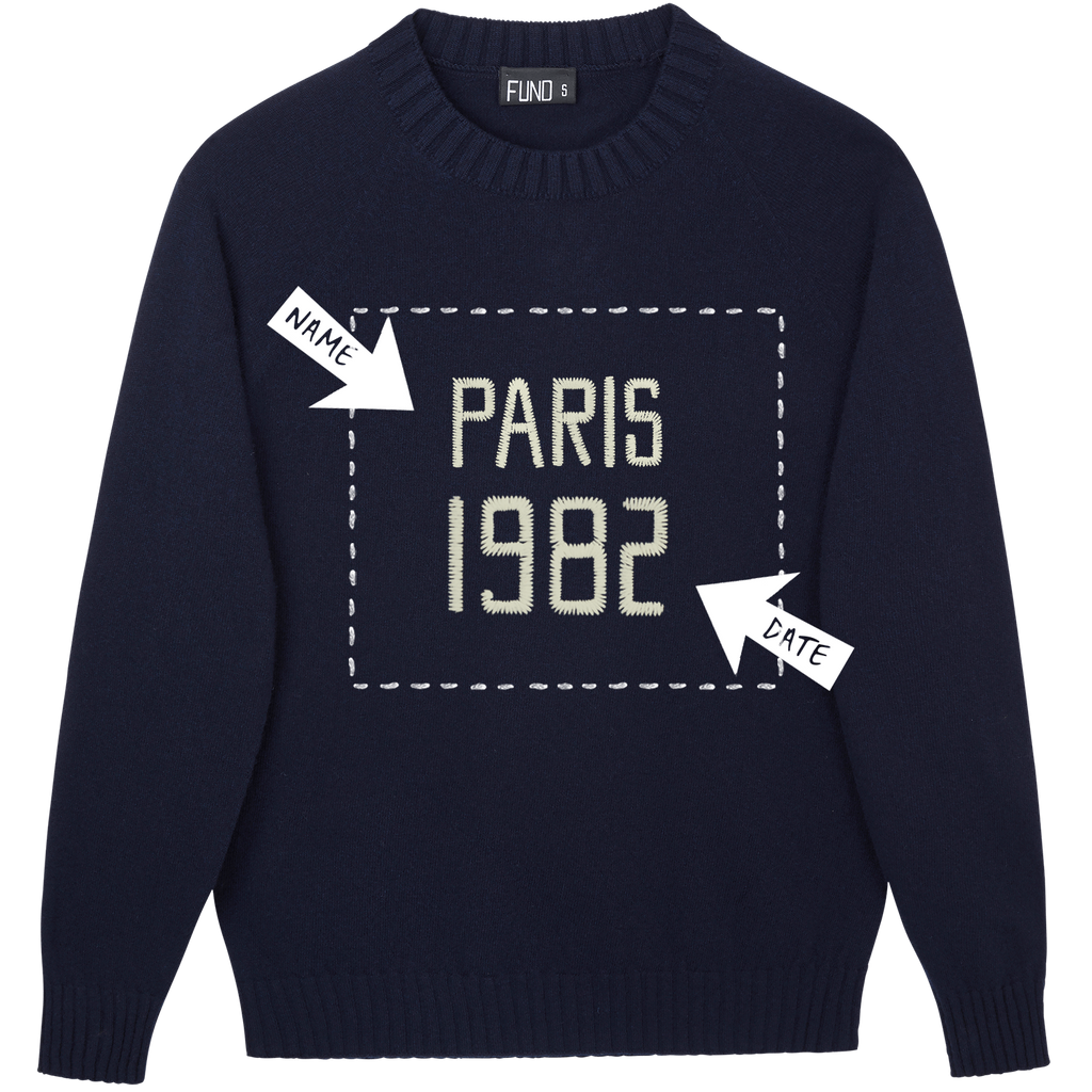 Made In England "Name And Date Milestone" Bespoke Embroidered Jumper