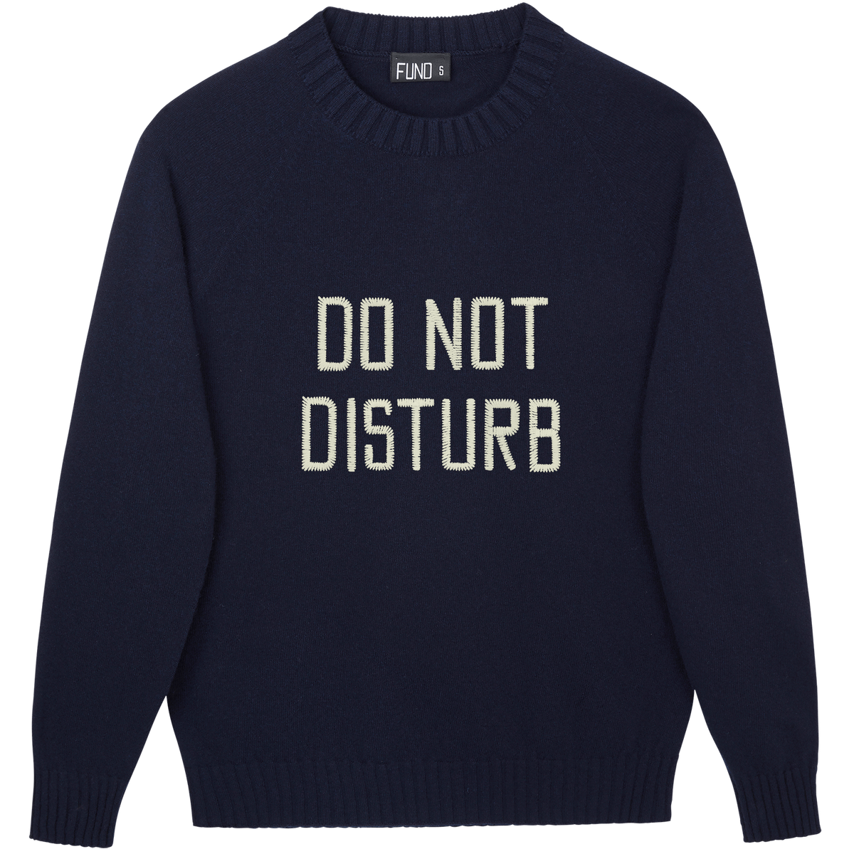Made-in-England "Do Not Disturb" Embroidered Jumper in Navy
