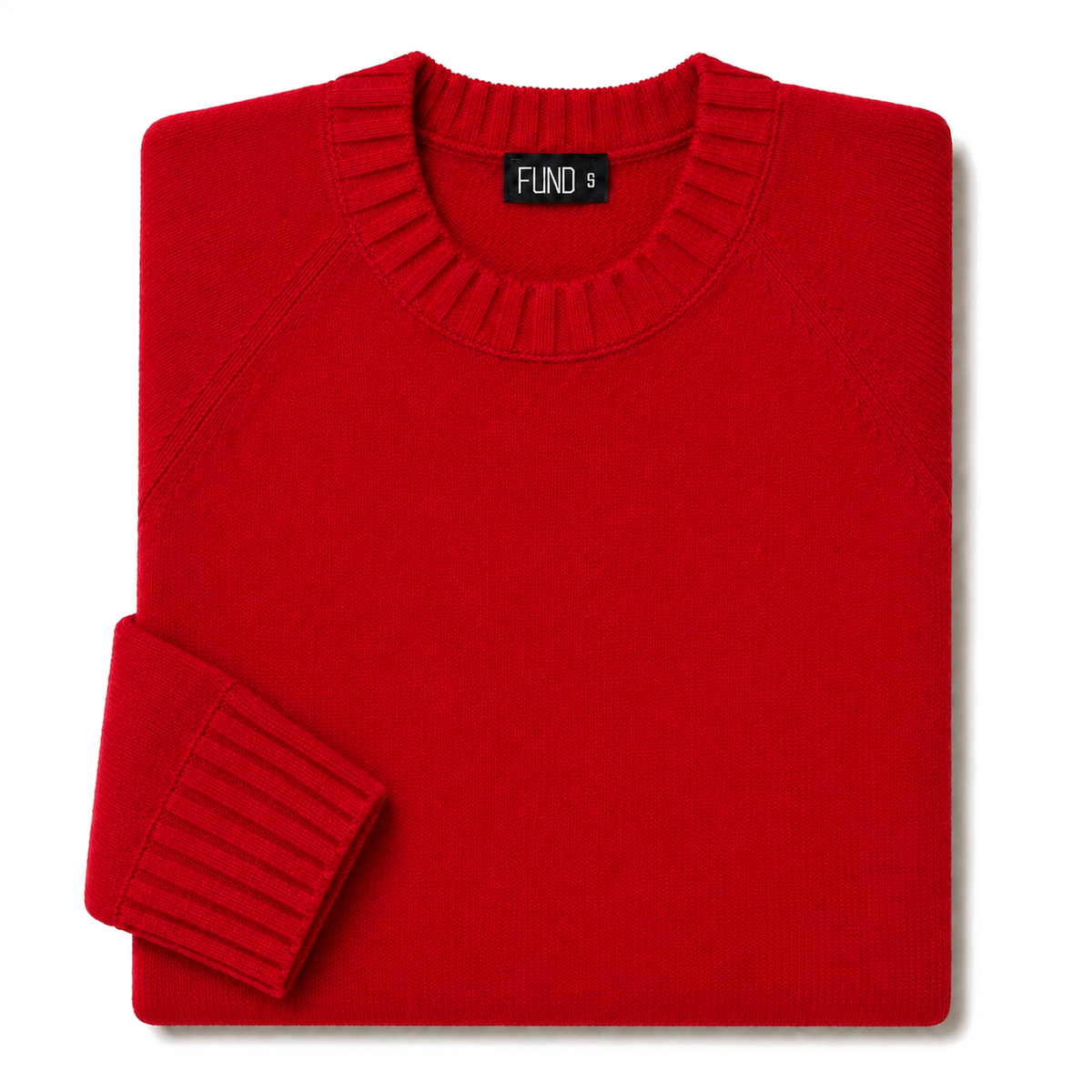 Made-in-England "Love" Embroidered Jumper in Red, folded