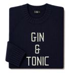 Made-in-England "Gin and Tonic" Embroidered Jumper Navy/Ivory