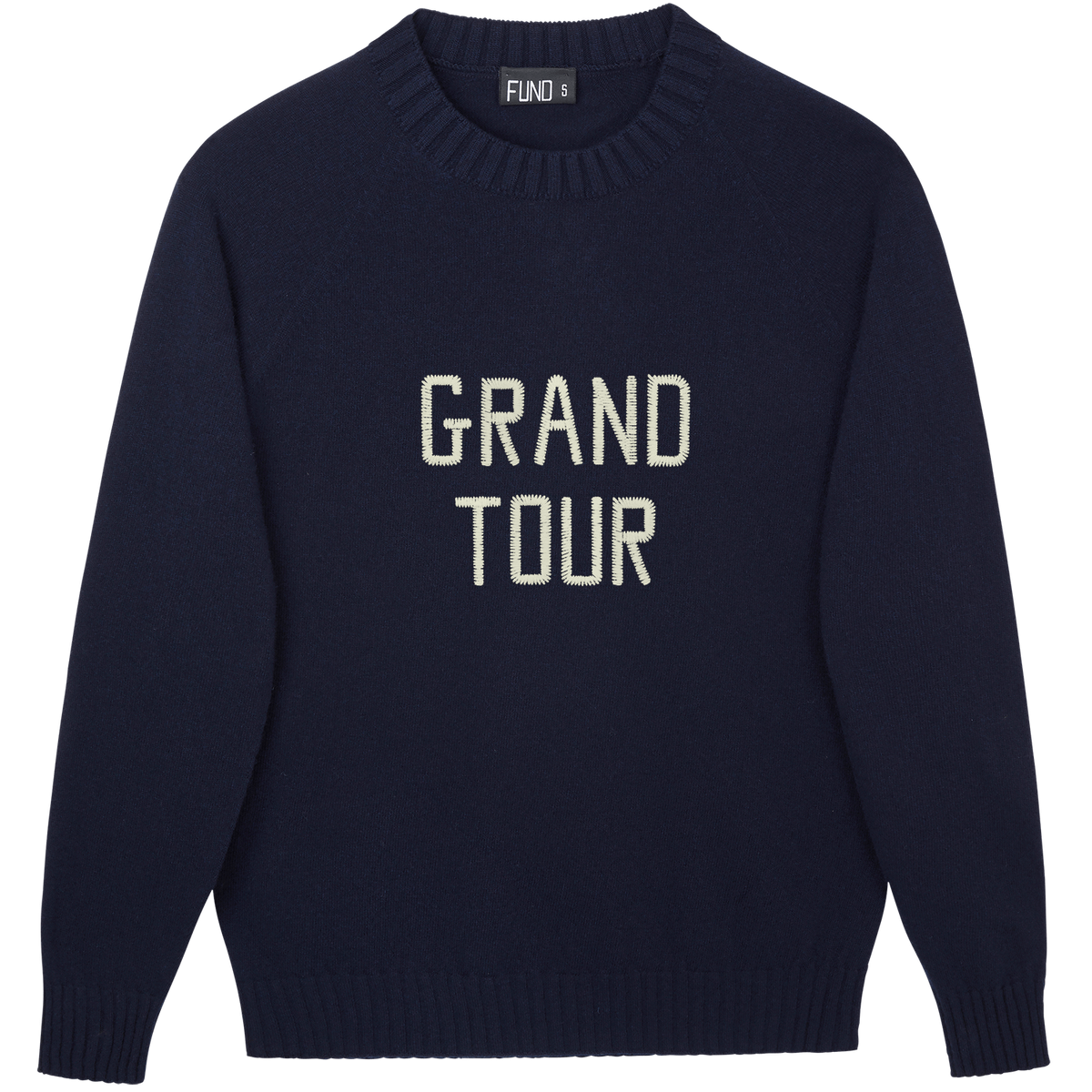 Made-in-England "Grand Tour" Embroidered Jumper in Navy