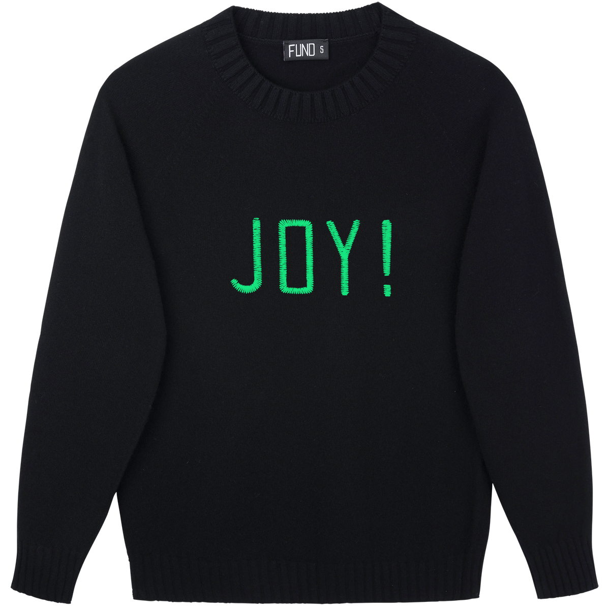 Made-in-England "Joy!" Embroidered Jumper in Black
