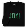 Made-in-England "Joy!" Embroidered Jumper in Black, folded
