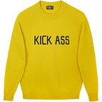Made-in-England "Kick Ass" Embroidered Jumper Yellow/Navy Archive Edit in Yellow