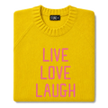 Made-in-England "Live Love Laugh" Embroidered Jumper Yellow/Bright Pink Archive Edit