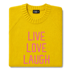 Made-in-England "Live Love Laugh" Embroidered Jumper Yellow/Bright Pink Archive Edit