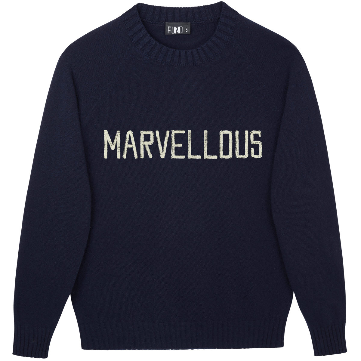 Made-in-England "Marvellous" Embroidered Jumper in Navy