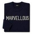 Made-in-England "Marvellous" Embroidered Jumper in Navy, folded
