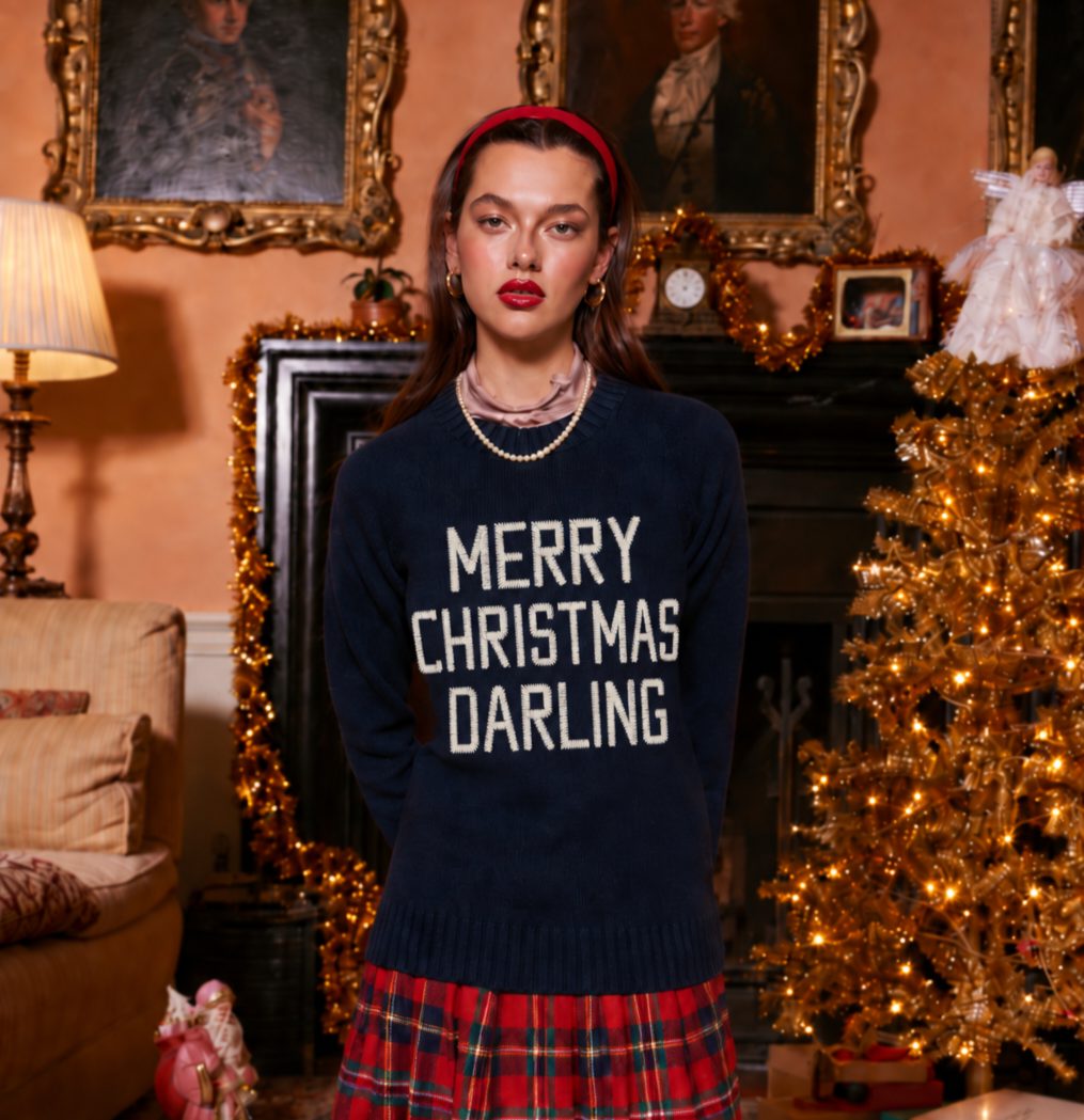 Made-in-England "Merry Christmas Darling" Embroidered Jumper
