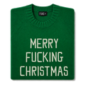 Made-in-England "Merry Fucking Christmas" Embroidered Jumper Green/Ivory Archive Edit