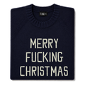 Made-in-England "Merry Fucking Christmas" Embroidered Jumper Navy/Ivory Archive Edit in Navy