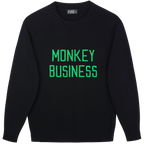 Made-in-England "Monkey Business" Embroidered Jumper Black/Green Archive Edit in Black