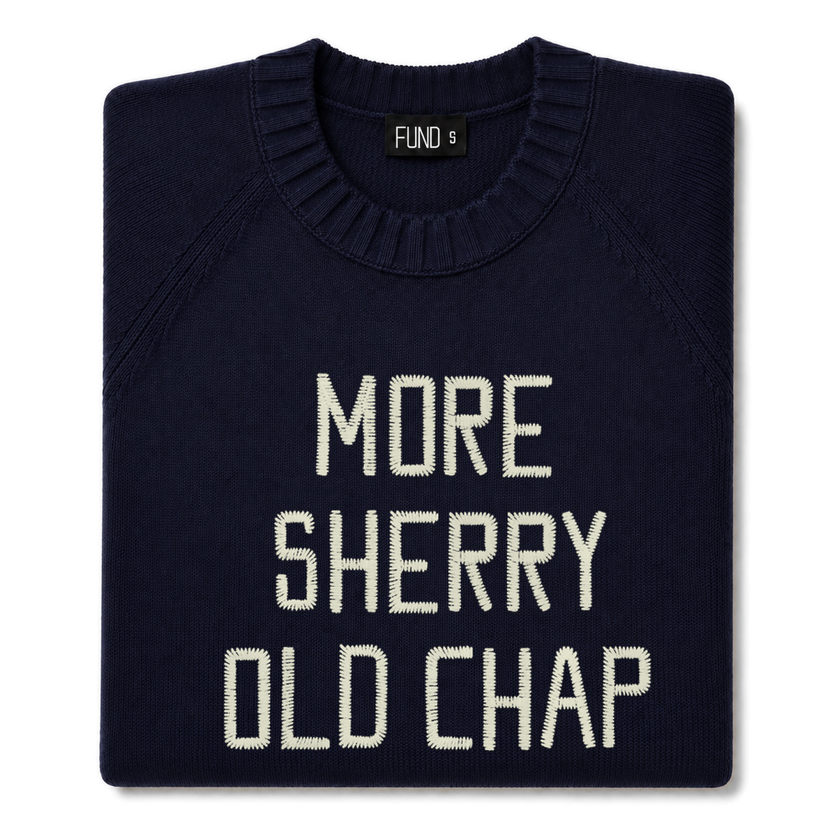 Made-in-England "More Sherry Old Chap" Embroidered Christmas Jumper