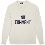 Made-in-England "No Comment" Embroidered Jumper Ivory/Navy Archive Edit in Ivory