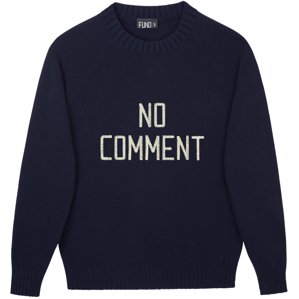 Made-in-England "No Comment" Embroidered Jumper