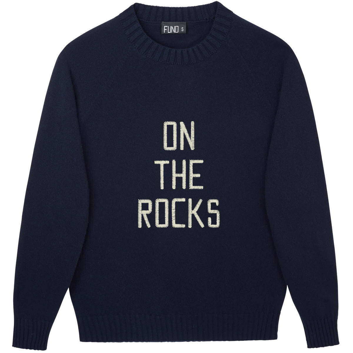 Made-in-England "On the Rocks" Embroidered Jumper in Navy