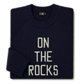 Made-in-England "On the Rocks" Embroidered Jumper in Navy, folded