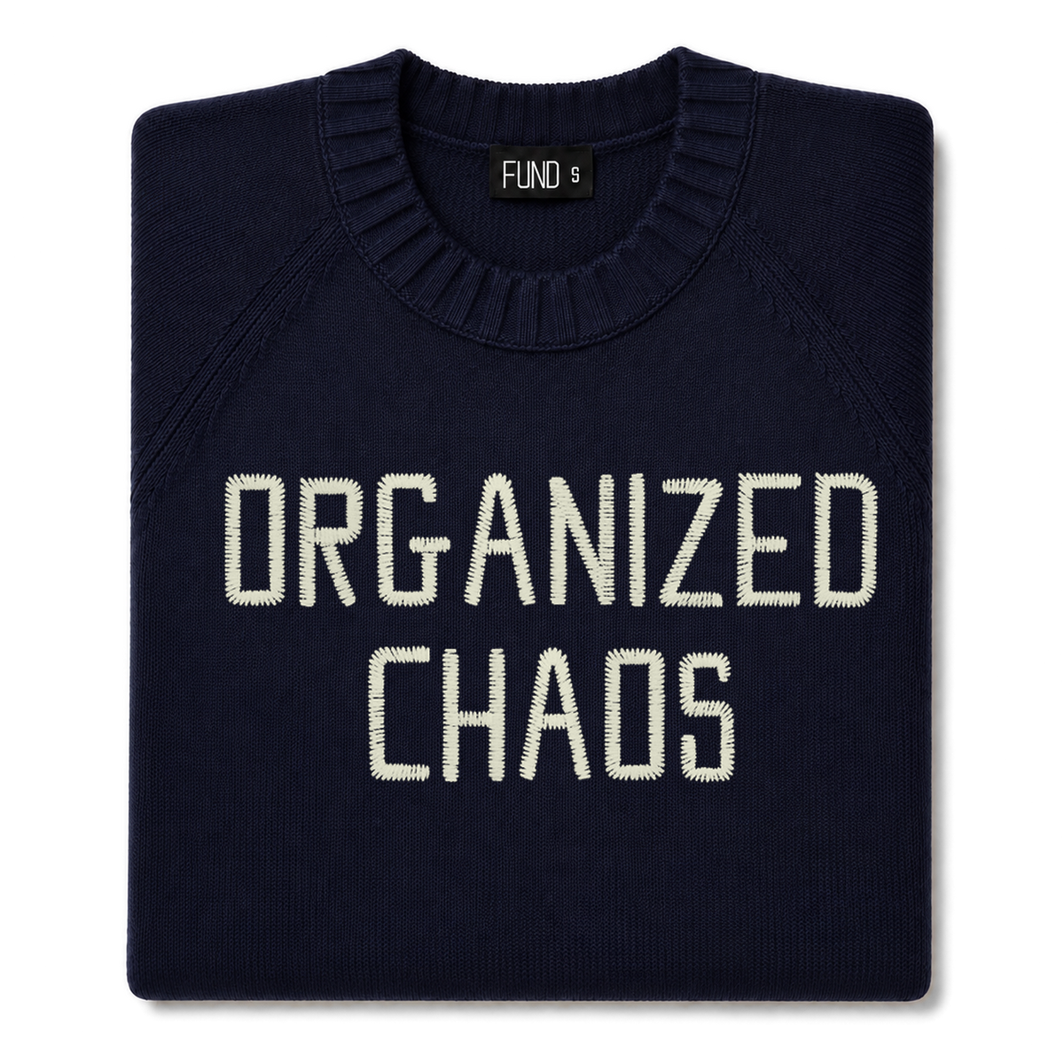 Made-in-England "Organized Chaos" Embroidered Jumper