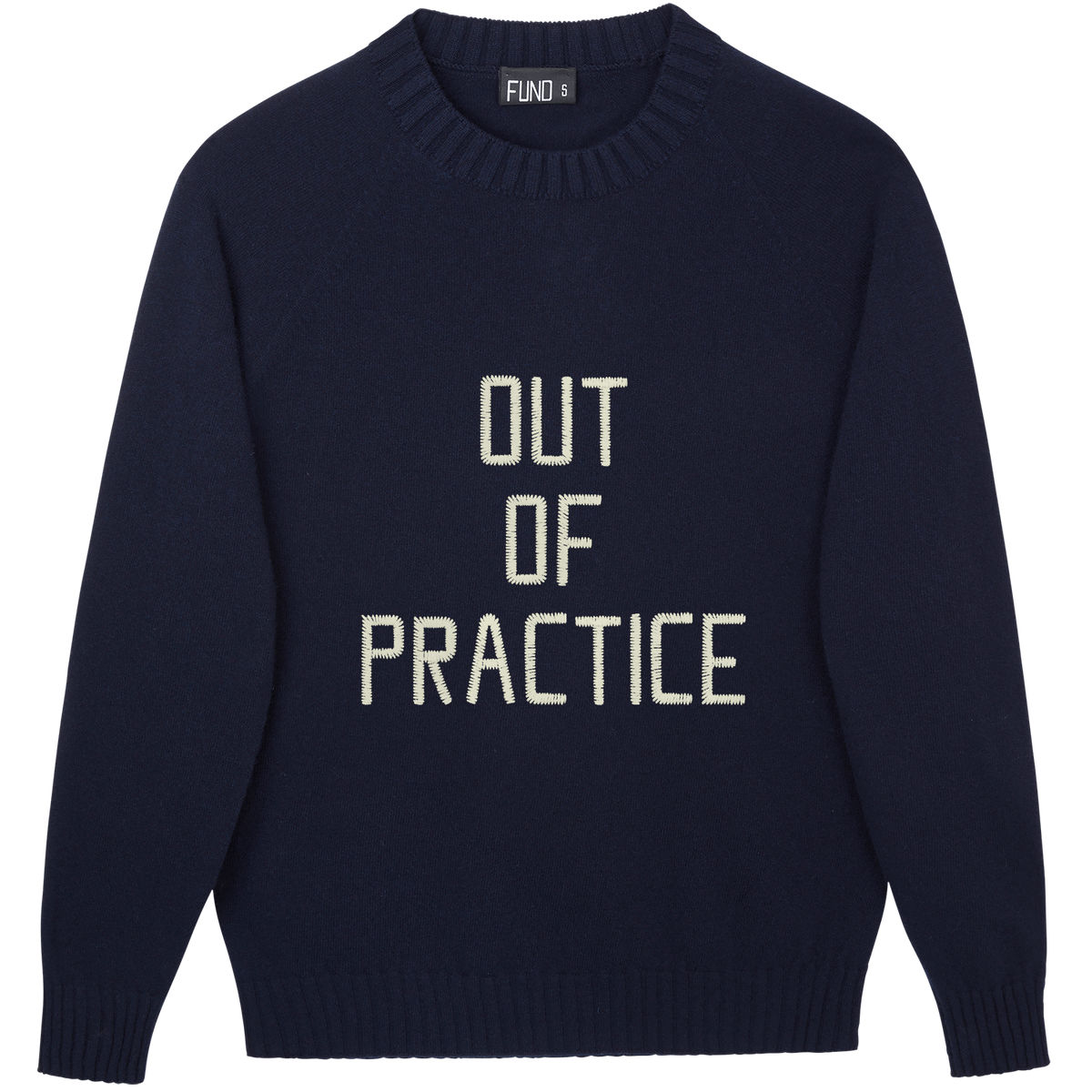 Made-in-England "Out of Practice" Embroidered Jumper in Navy