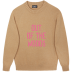 Made-in-England "Out of the Woods" Embroidered Jumper Camel/Bright Pink Archive Edit in Camel