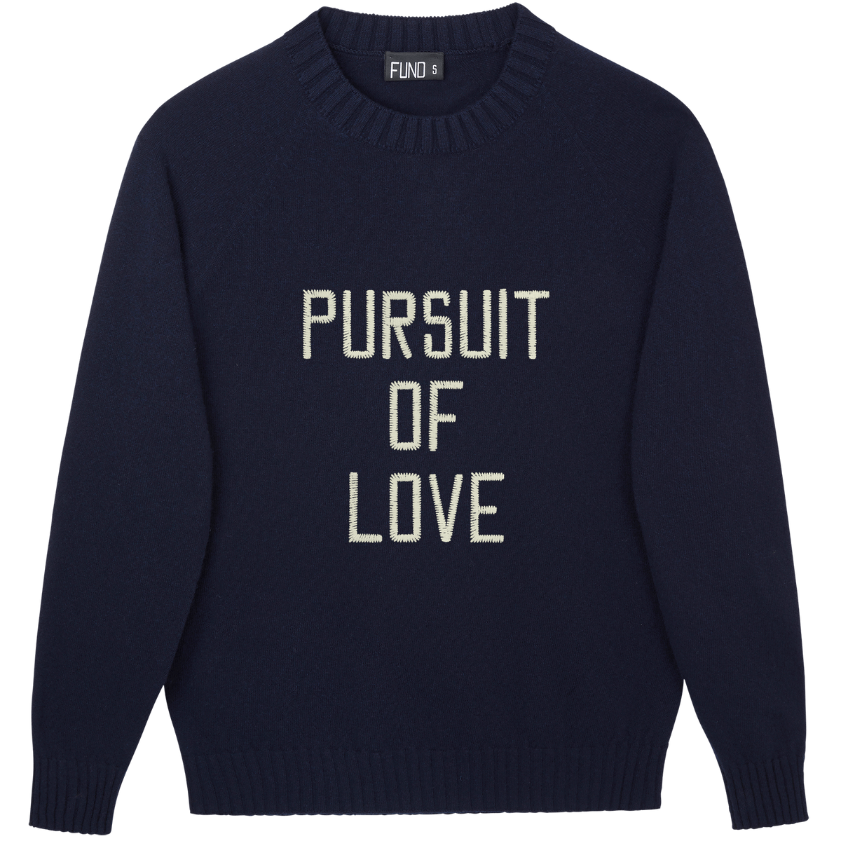 Made-in-England "Pursuit of Love" Embroidered Jumper in Navy