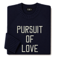 Made-in-England "Pursuit of Love" Embroidered Jumper in Navy, folded