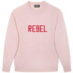 Made-in-England "Rebel" Embroidered Jumper Pale Pink/Red Archive Edit in Pale Pink