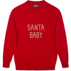 Made-in-England "Santa Baby" Embroidered Jumper Red/Gold Archive Edit in Red