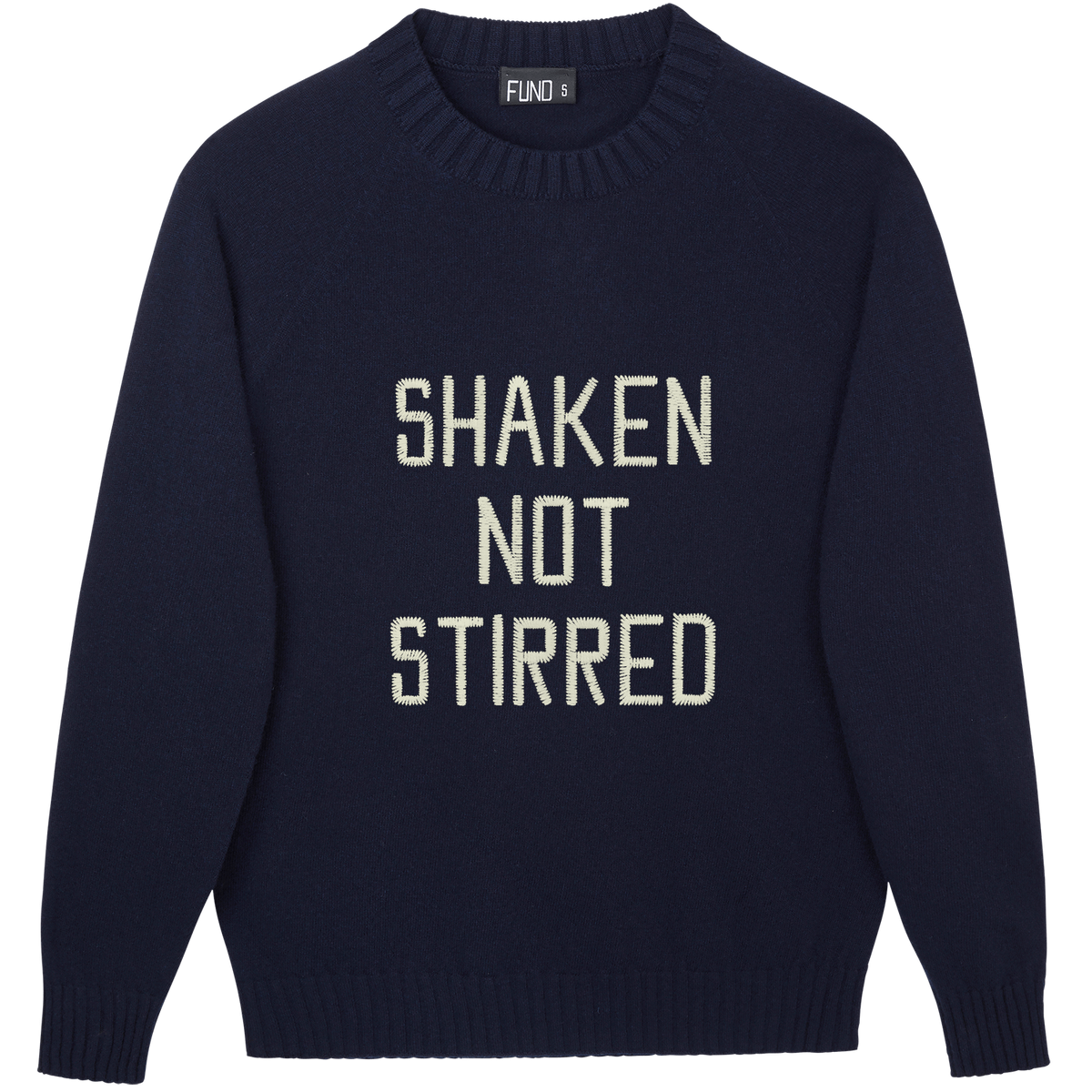 Made-in-England "Shaken Not Stirred" Embroidered Jumper in Navy