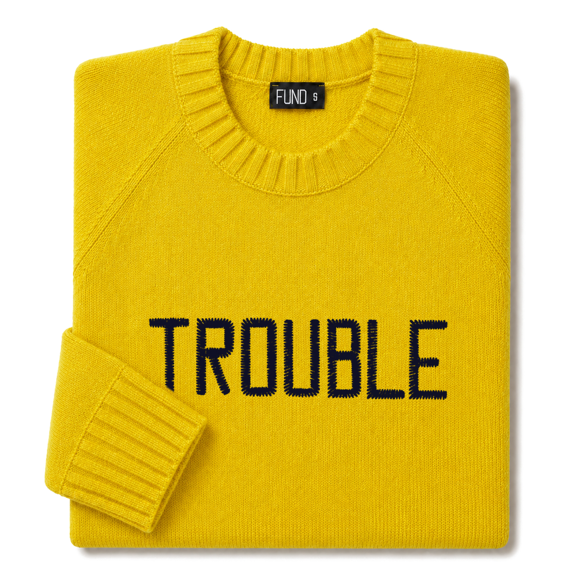 trouble-embroidered-jumper-yellow-navy-archive-edit folded